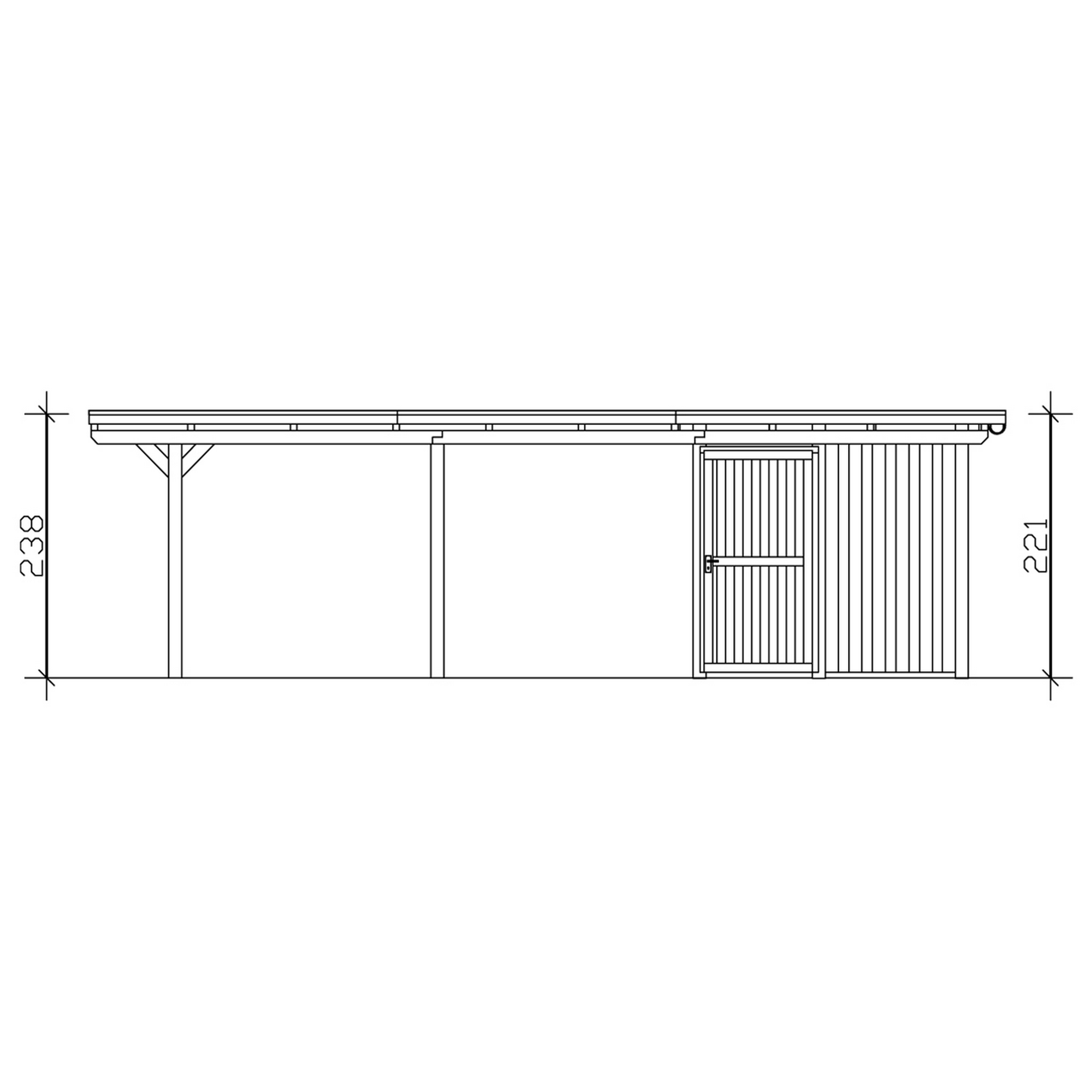 Carport 'Emsland' mit Abstellraum, 354 x 846 cm, grau, EPDM-Dach + product picture