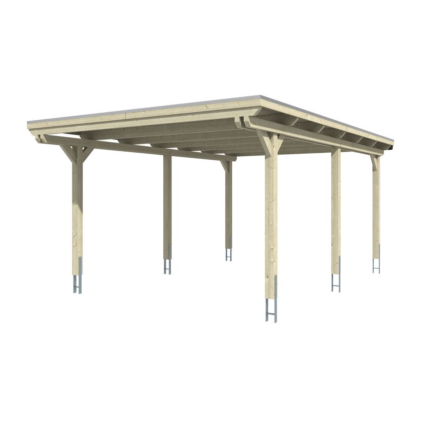 Carport aus Holz mit Flachdach