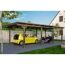 Auto und Motorrad unter einem Carport