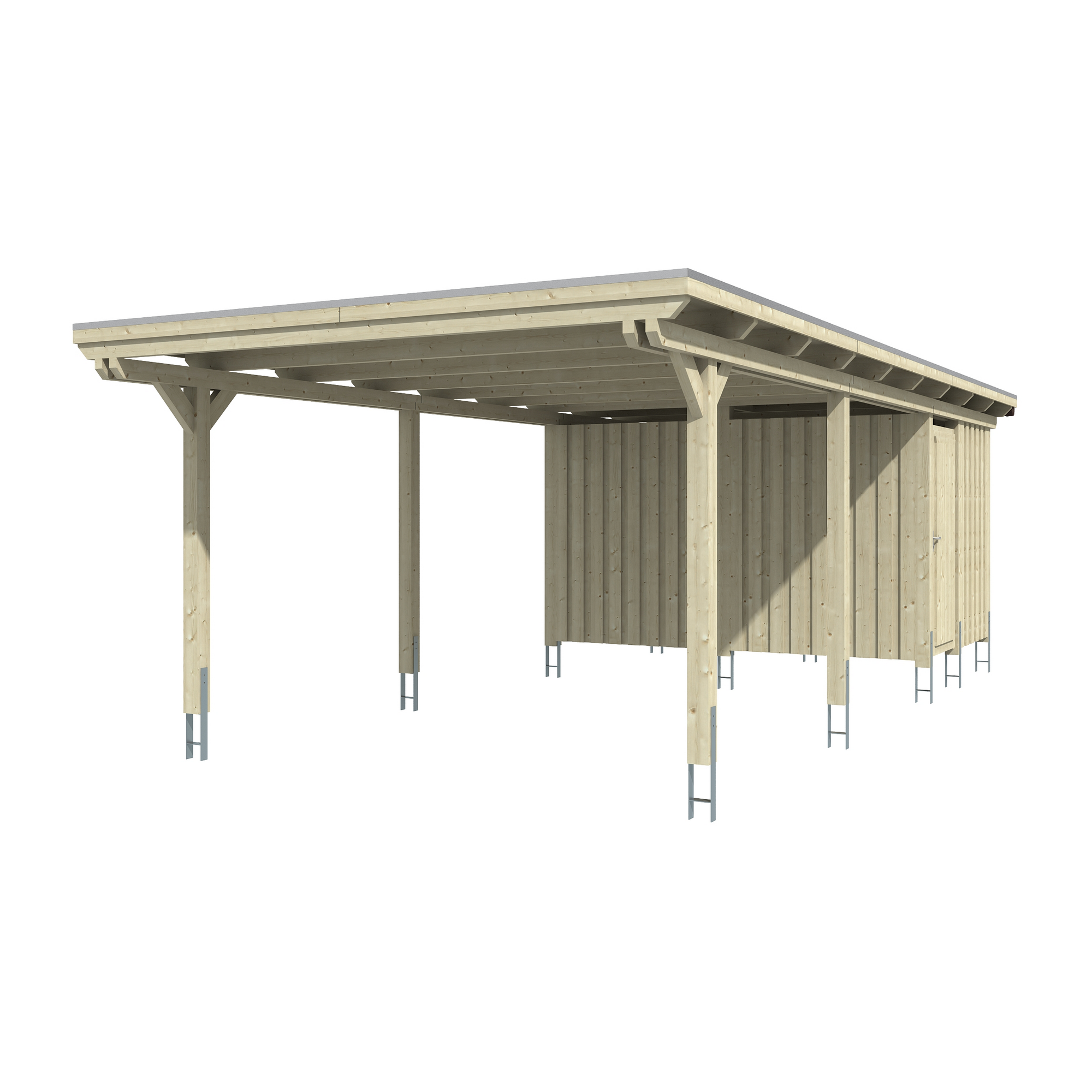 Carport 'Emsland' mit Abstellraum, 404 x 846 cm, grau, EPDM-Dach + product picture