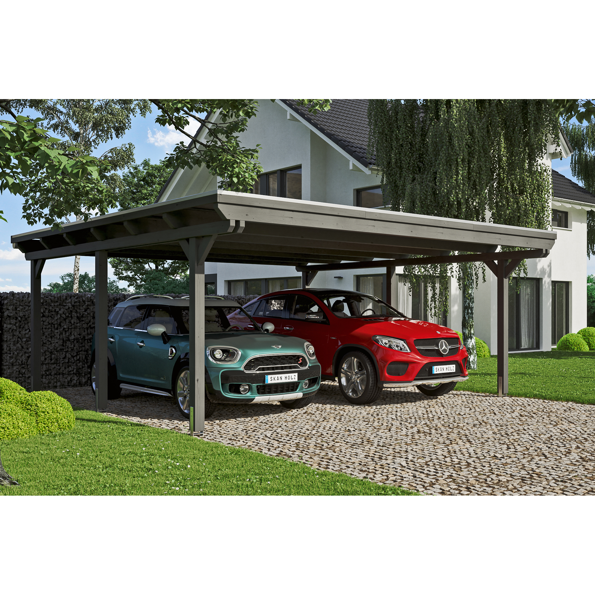 Carport 'Emsland' 613 x 604 cm grau Aluminiumdach + product picture