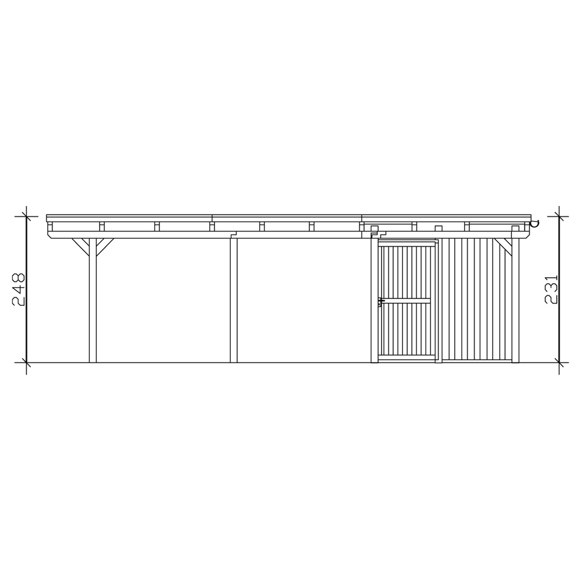 Carport 'Emsland' mit Abstellraum, 613 x 846 cm, grau, EPDM-Dach + product picture