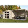 Gartenhaus Delices mit Lounge-Möbeln und Katze