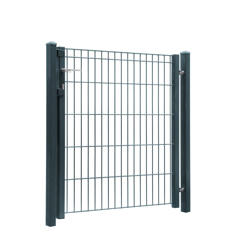 Anthrazites Gartentor mit Gitter