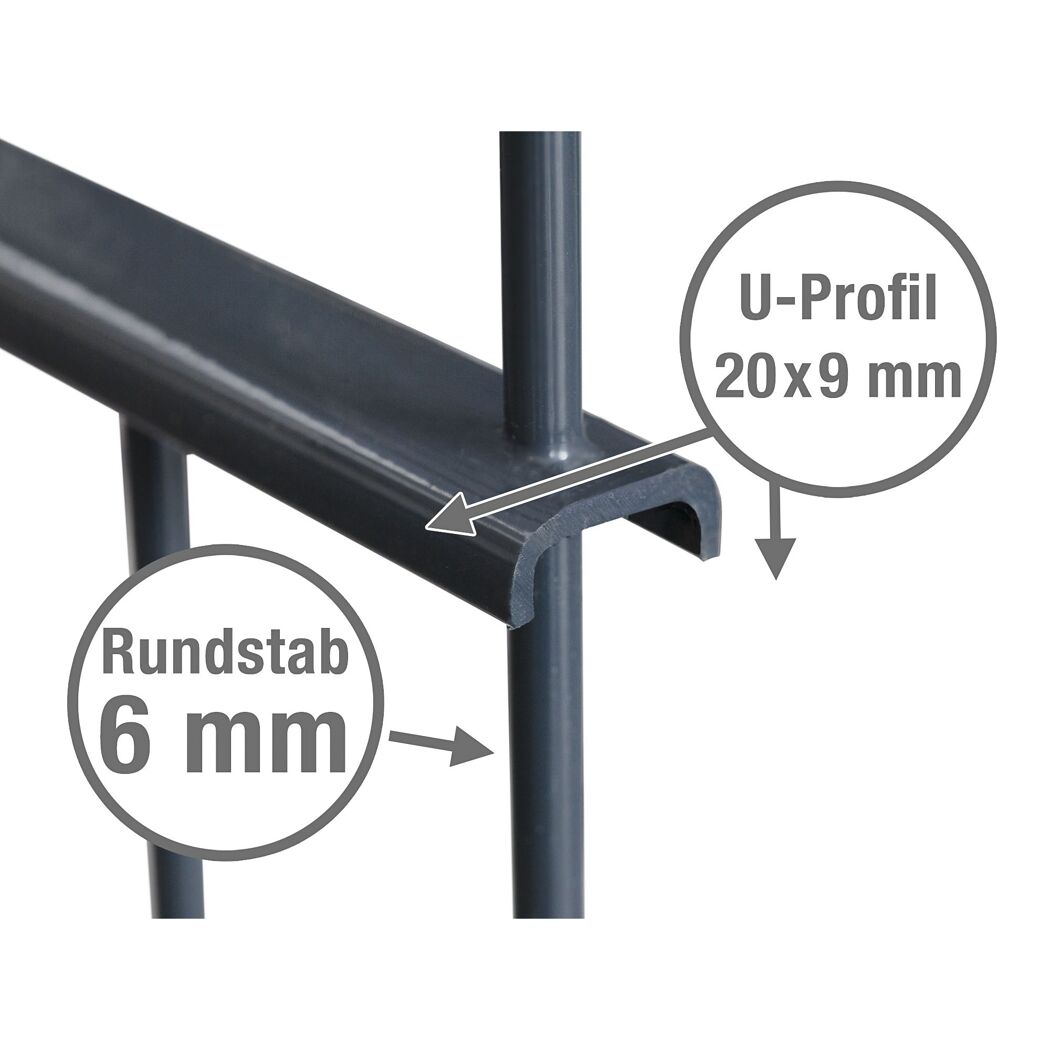 Zaunsystem 'Turin' anthrazit 8 m 800 x 80 cm