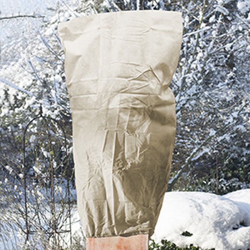 Beige Vlieshaube für Pflanzen im Winter