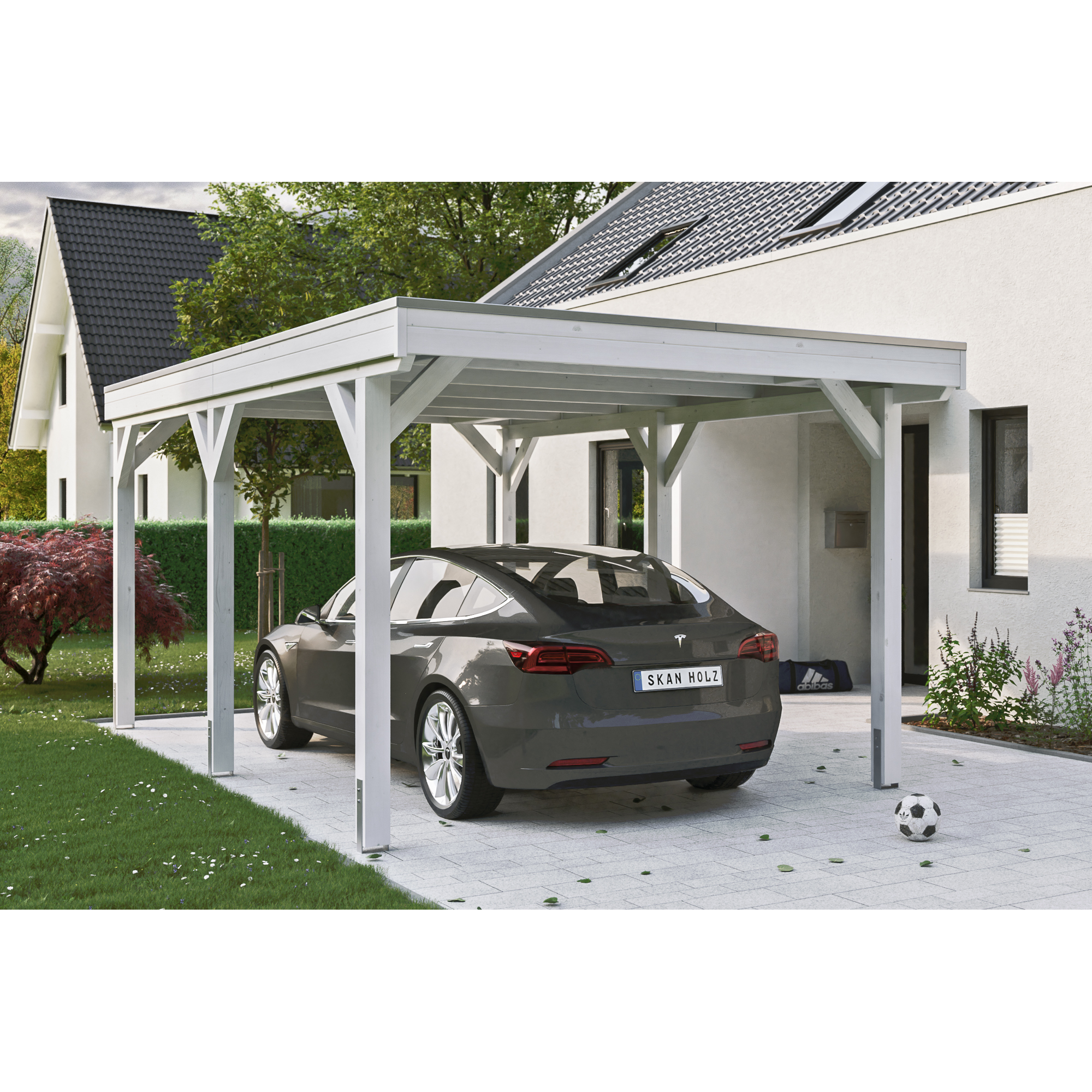 Carport 'Grunewald' weiß mit EPDM-Dach 321 x 554 cm + product picture