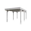 Weißer Carport aus Holz.