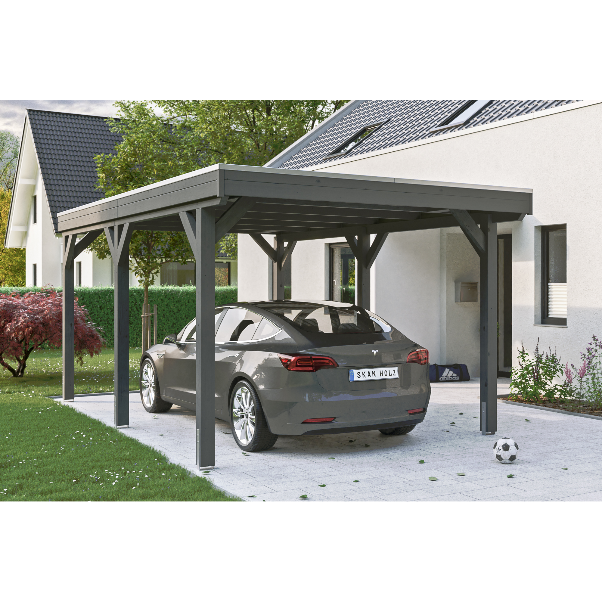 Carport 'Grunewald' schiefergrau mit EPDM-Dach 321 x 554 cm + product picture
