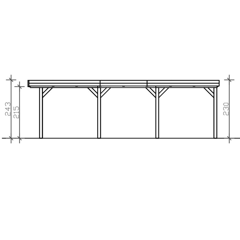 Technische Zeichnung vom Carport CP Grunewald 321x796EPDM natur