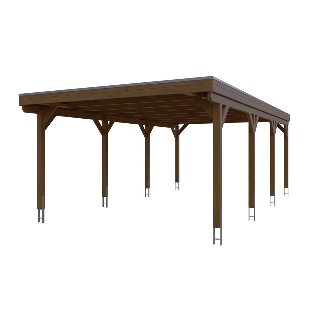 Holzcarport mit grauem Dach