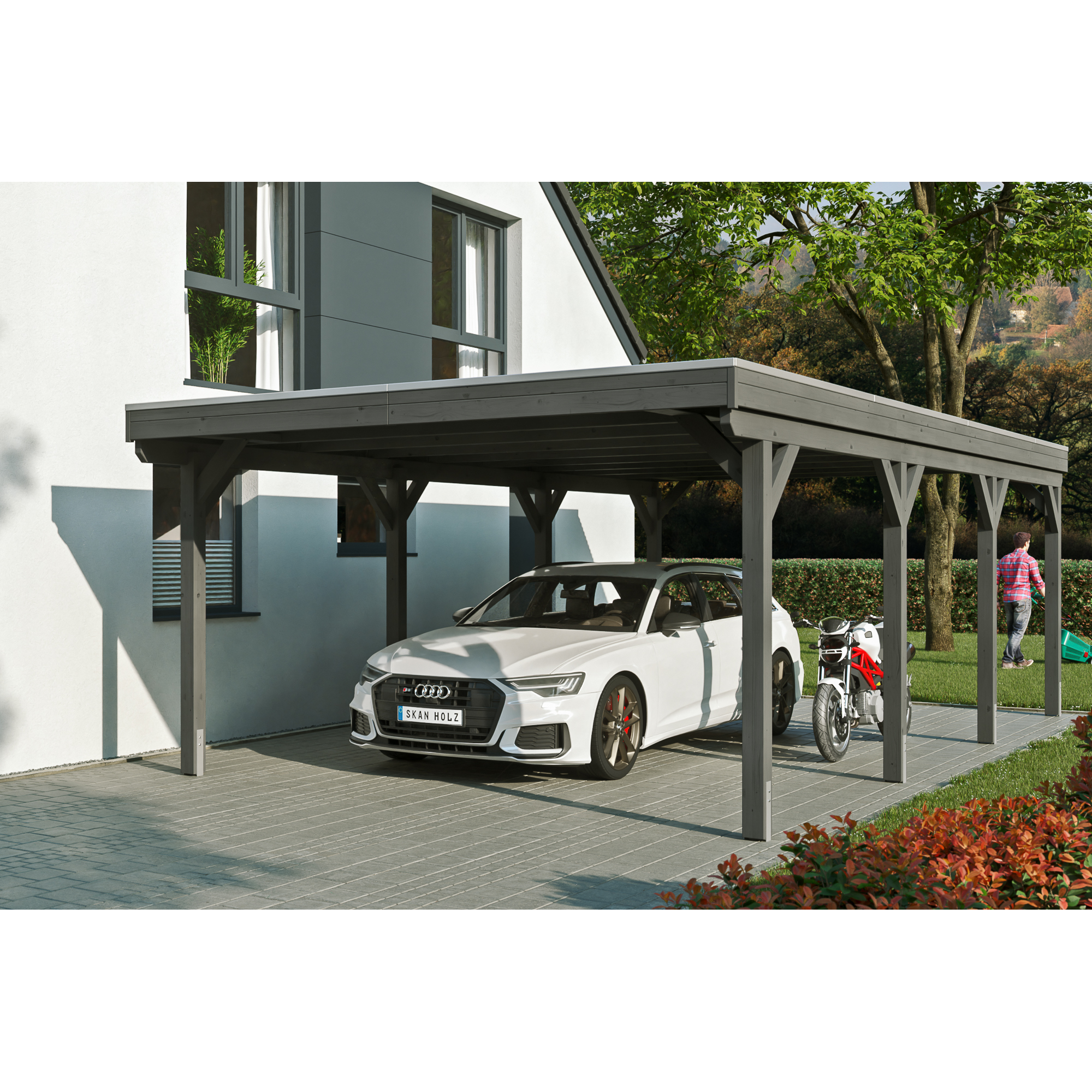 Carport 'Grunewald' schiefergrau mit EPDM-Dach 427 x 796 cm + product picture