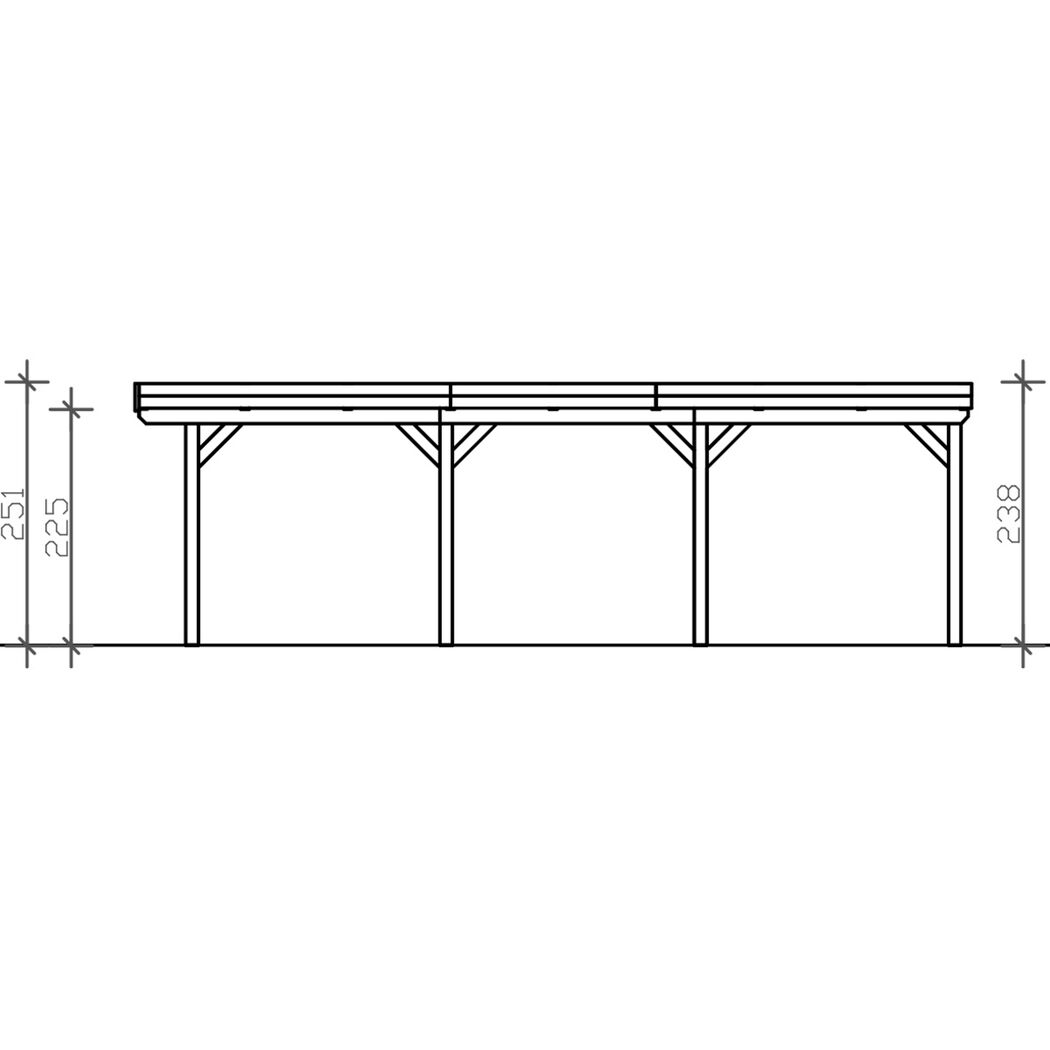 Zeichnung eines Carports mit Maßen