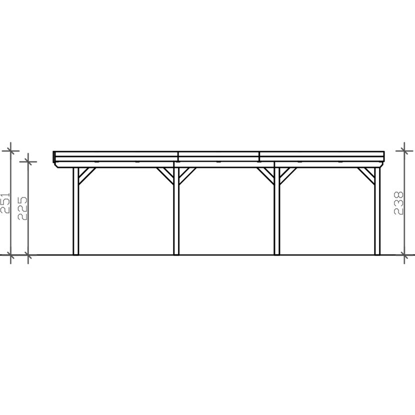 Zeichnung eines Carports mit Maßen