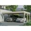 Doppelcarport aus Holz mit zwei Autos