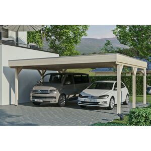 Carport 'Grunewald' naturfarben mit Aluminiumdach 622 x 554 cm