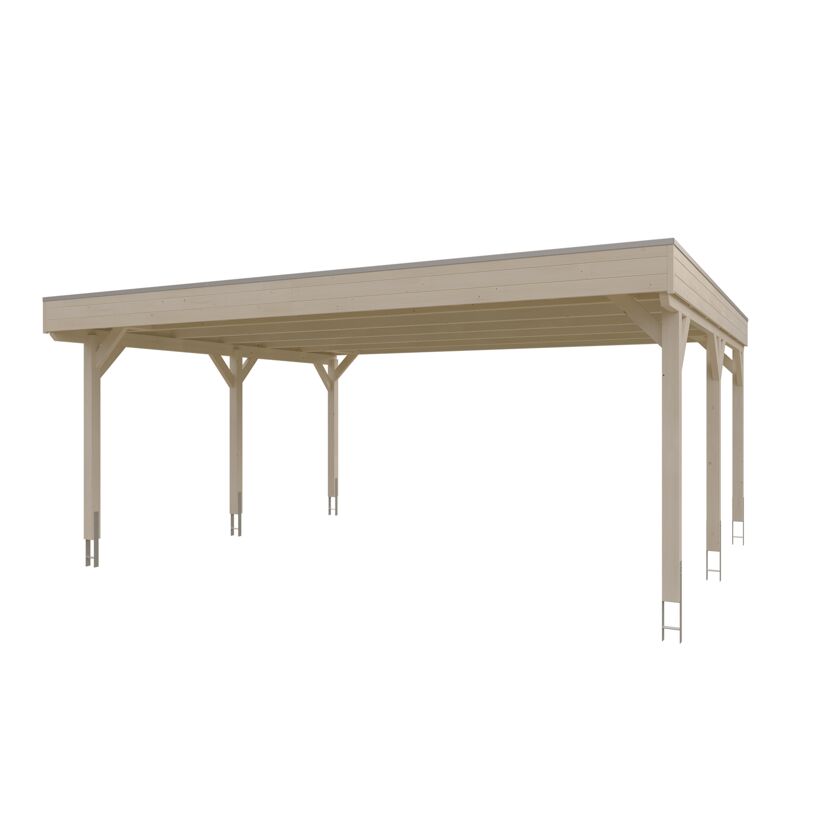 Heller Carport aus Holz.