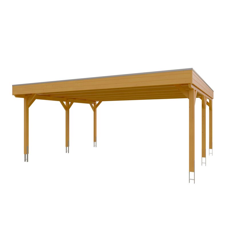 Holzcarport mit grauem Dach
