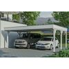 Zwei Autos unter einem weißen Carport
