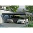 Zwei Autos unter einem grauen Carport