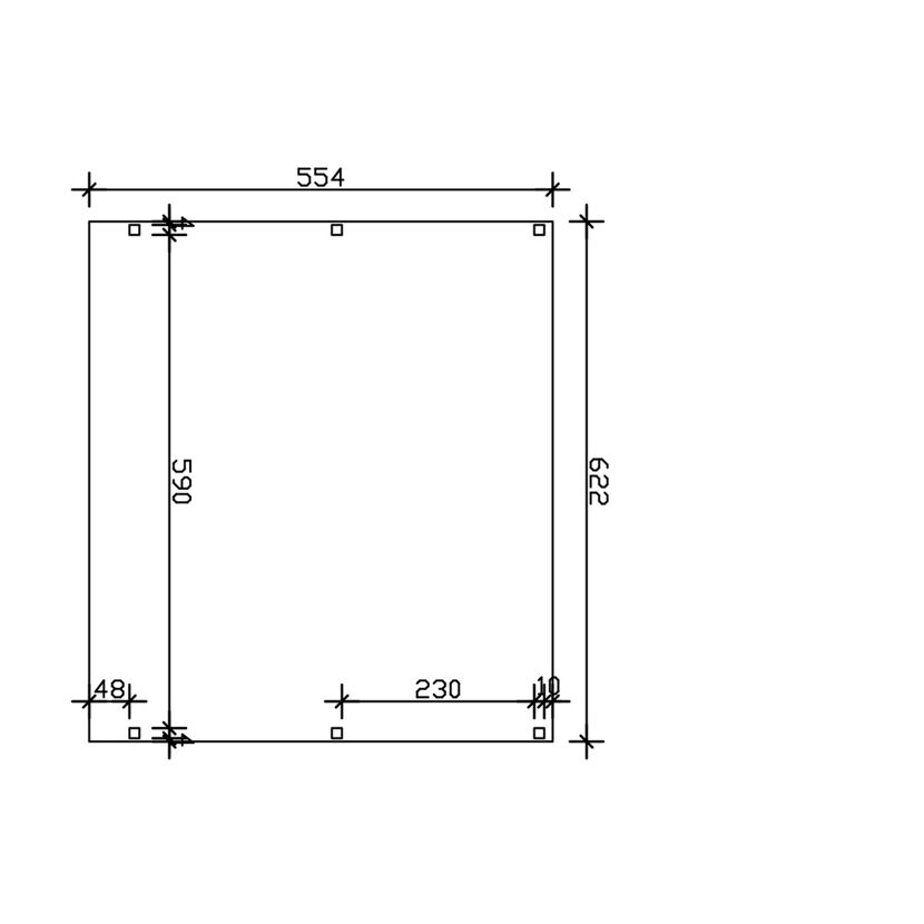 CP Grunewald 622 x 554 mm ALU grau, Maßzeichnung