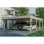 Doppelcarport aus Holz mit zwei Autos