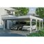 Zwei Autos unter einem weißen Carport