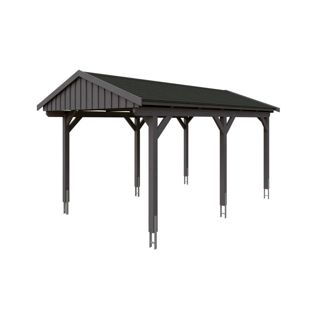 Grauer Carport Fichtelberg Seitenansicht