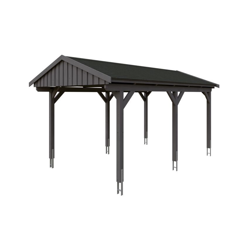 Grauer Carport Fichtelberg Seitenansicht
