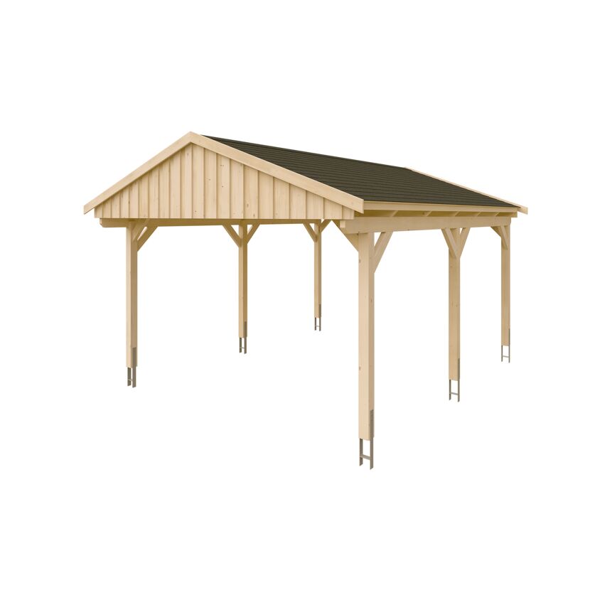 Holzcarport mit grauem Dach