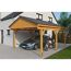 Auto und Motorrad unter einem Carport.