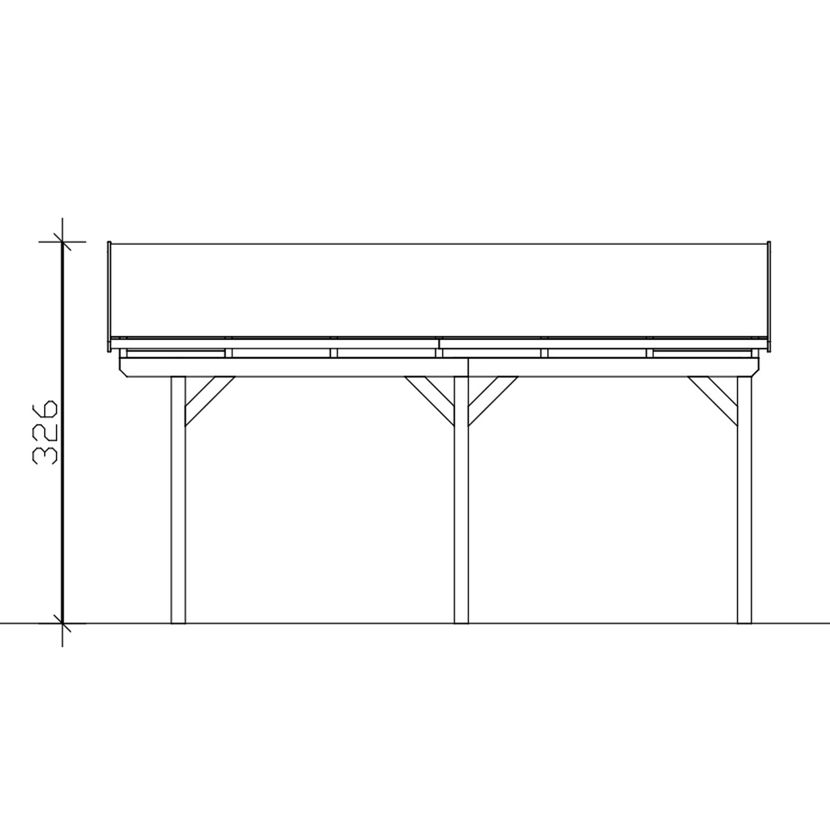 Zeichnung eines Carports Fichtelberg in Seitenansicht.