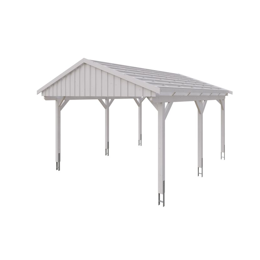 Weißer Carport Fichtelberg