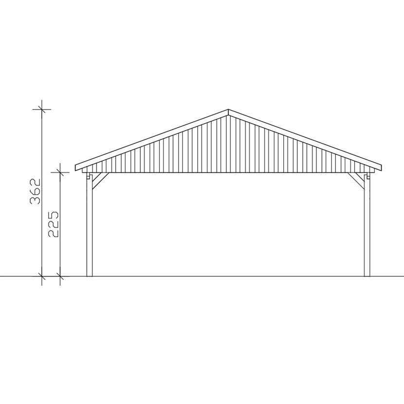 Zeichnung eines Carports mit Maßen