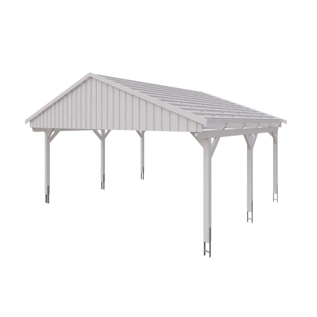 Weißer Carport Fichtelberg