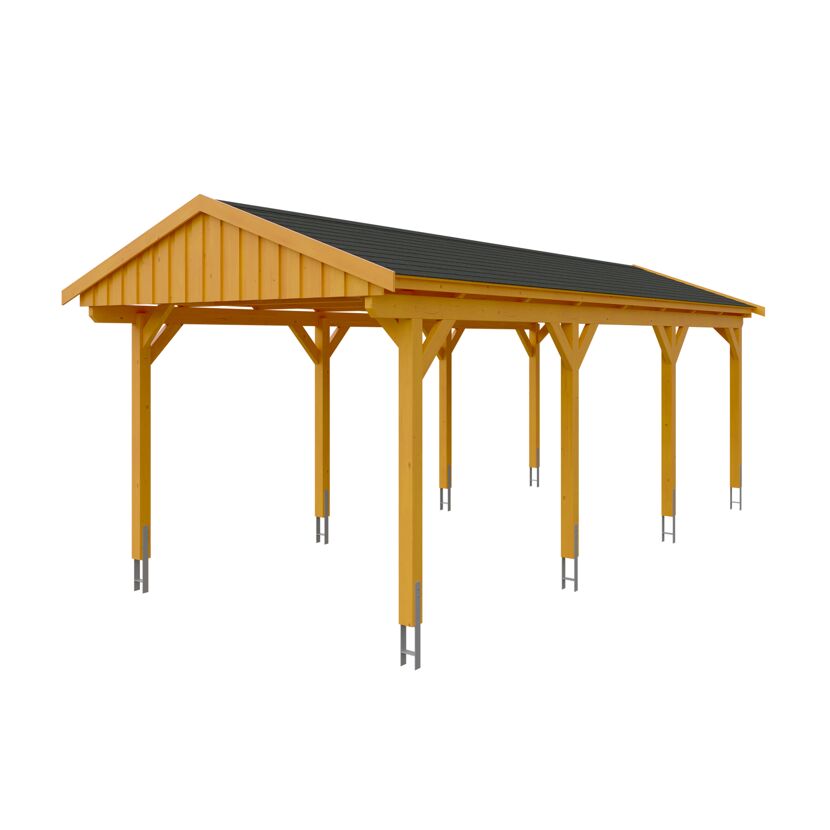 Holzcarport mit grauem Dach