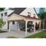Doppelcarport aus Holz mit Auto und Motorrad
