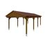 Holzcarport mit rotem Dach.