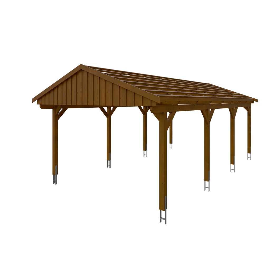 Holzcarport Fichtelberg nussbaumfarben
