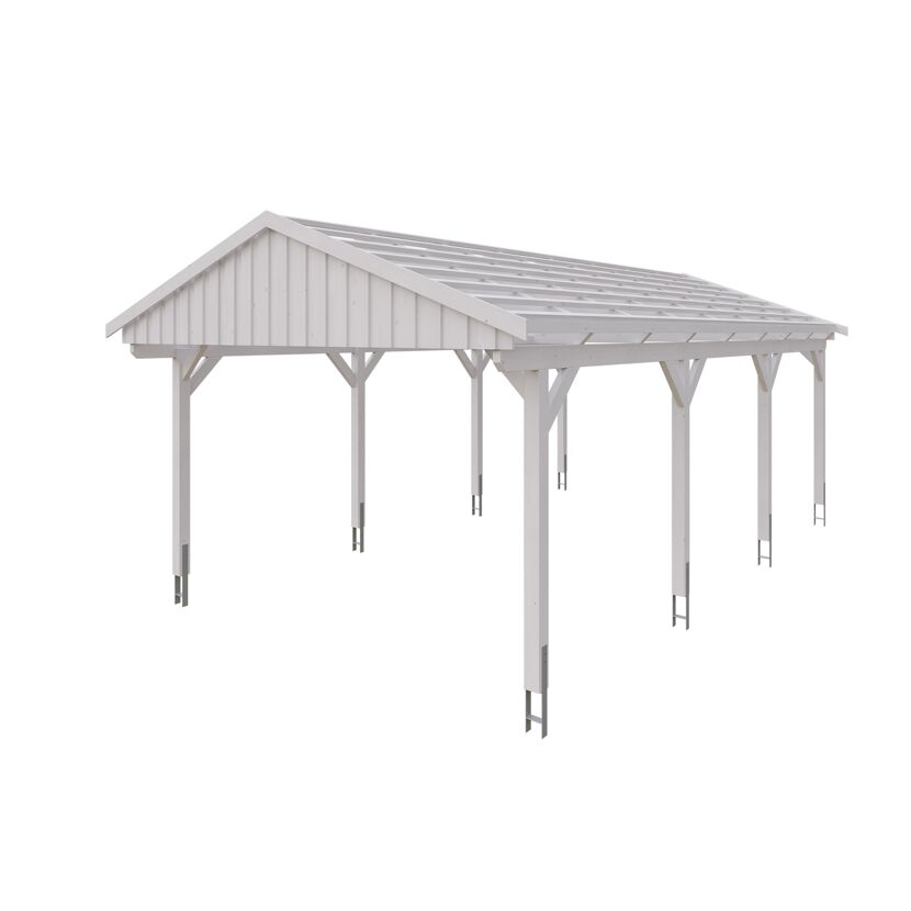 Weißer Carport Fichtelberg