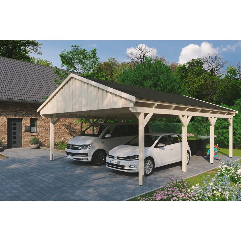 Zwei Autos unter einem Carport