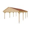Holzcarport mit rotem Dach