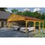 Doppelter Carport aus Holz mit zwei Autos