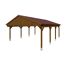 Holz-Carport mit braunem Dach.