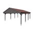 Grauer Carport mit rotem Dach