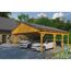 Doppelter Carport aus Holz mit zwei Autos