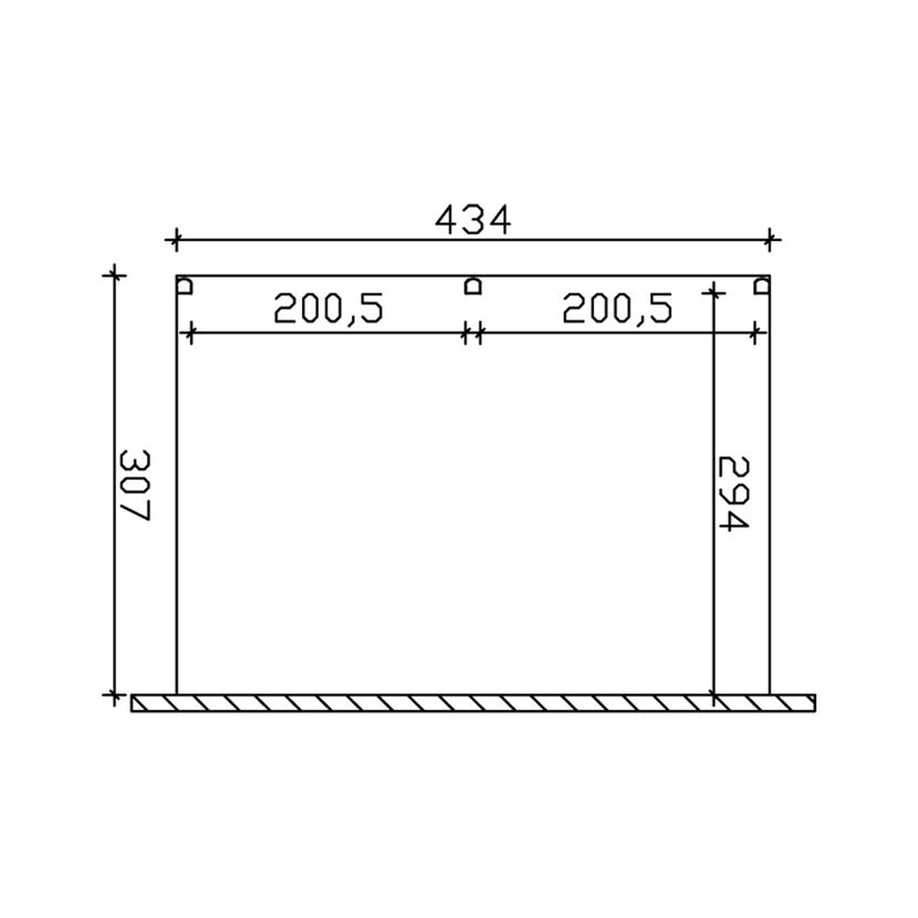 Technische Zeichnung: Duschkabine TD Garda 434 x 307 cm