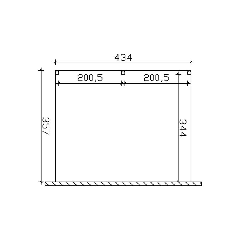 Technische Zeichnung: Duschwanne TD Garda 434 x 357 cm