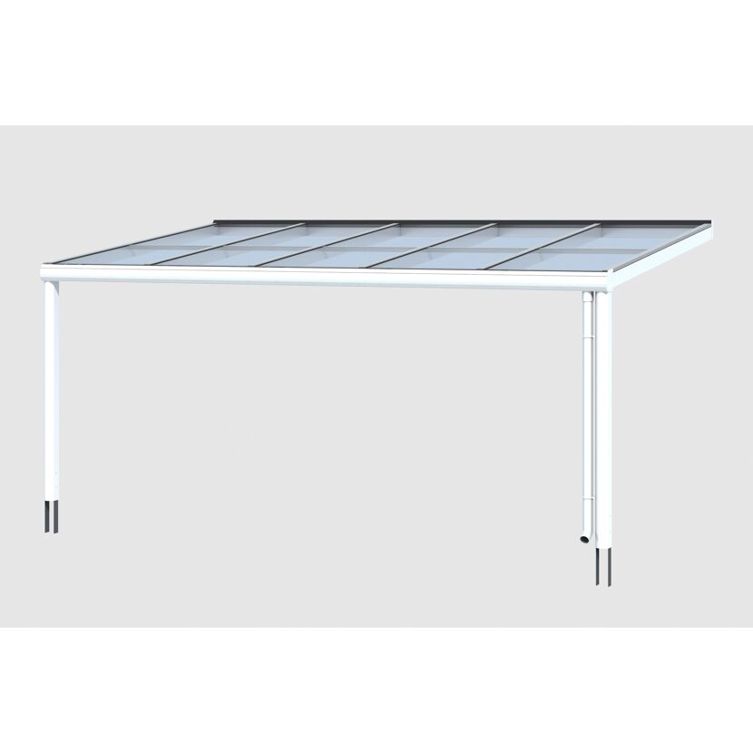 Weißes Terrassendach mit Glaselementen