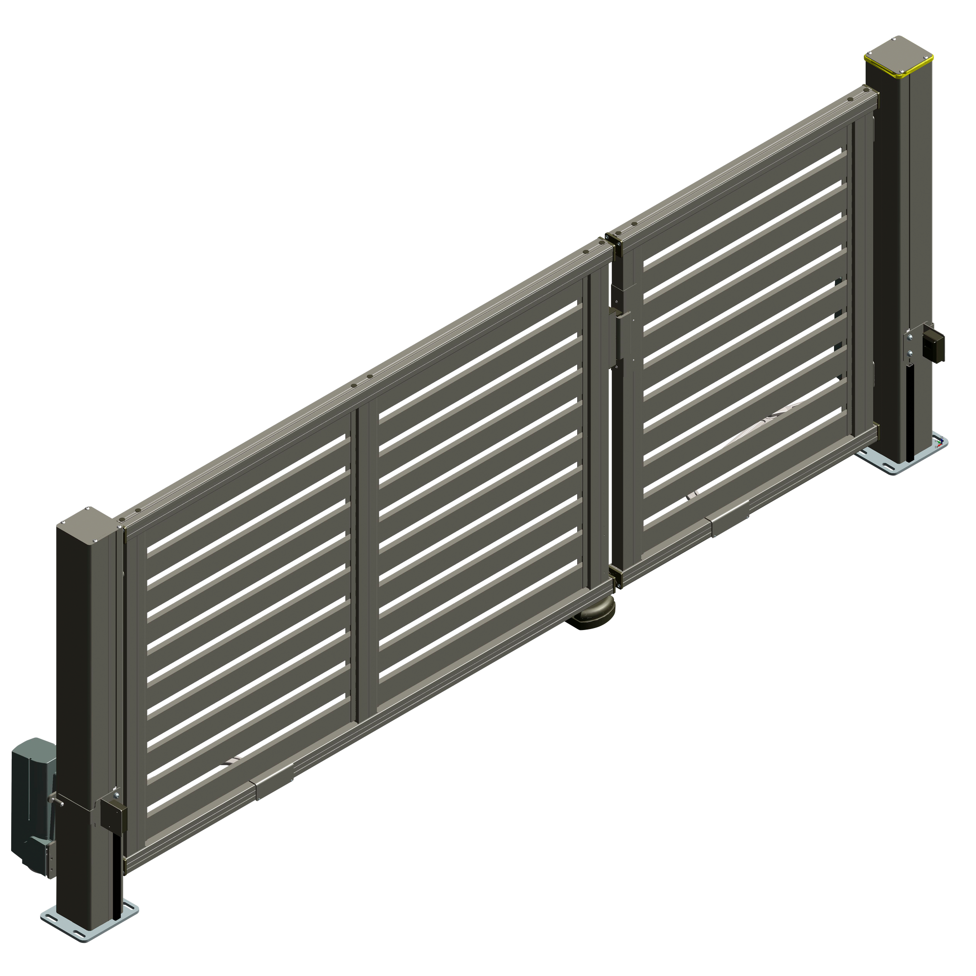 Elektrisches Doppeltor 'Mosaik' rechts 370 x 180 cm Aluminium Profile mit zwei Pfosten